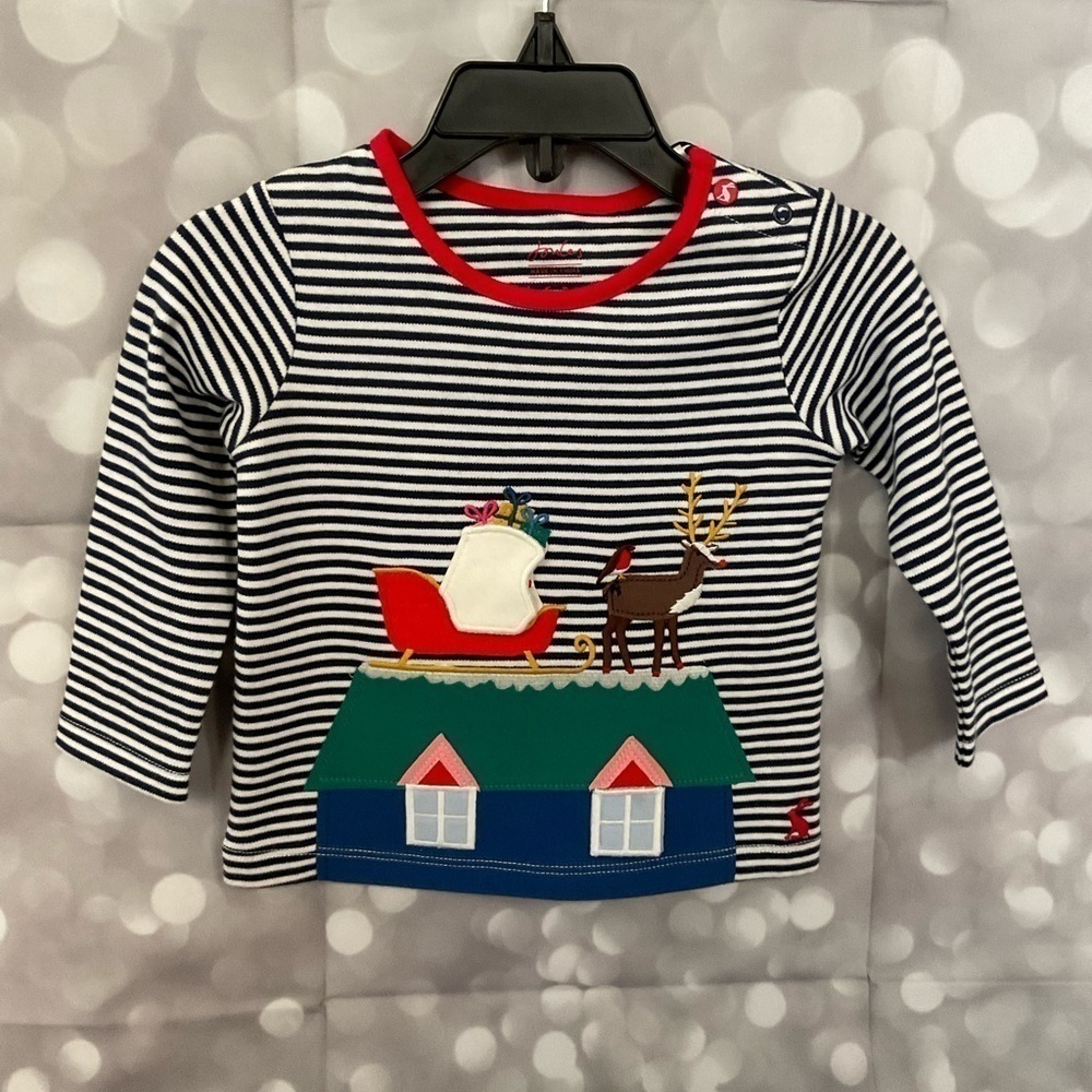 JOULES BABY TATE NAVY FESTIVE TOP